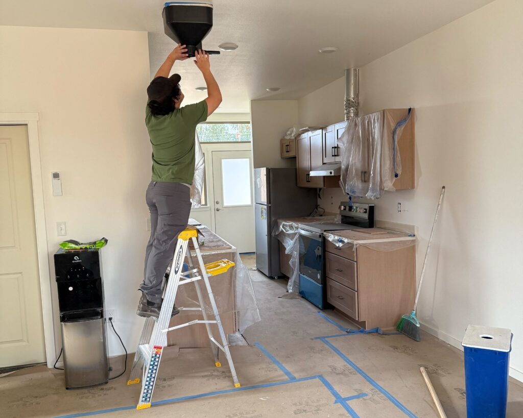 Earth Advantage technician conducts energy efficiency testing